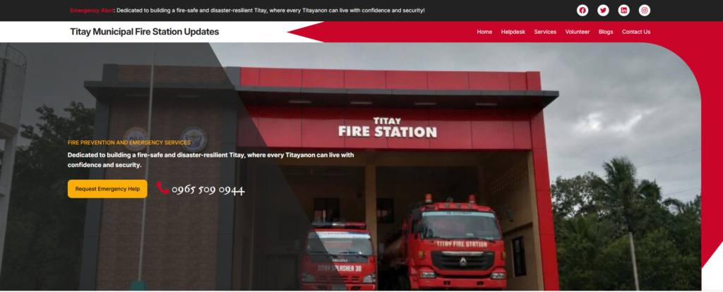 WELCOME TO THE NEW OFFICIAL WEBSITE OF THE TITAY MUNICIPAL FIRE STATION!